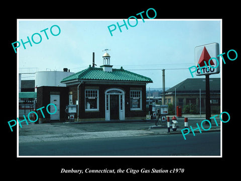 OLD LARGE HISTORIC PHOTO DANBURY CONNECTICUT, THE CITGO GAS STATION c1970