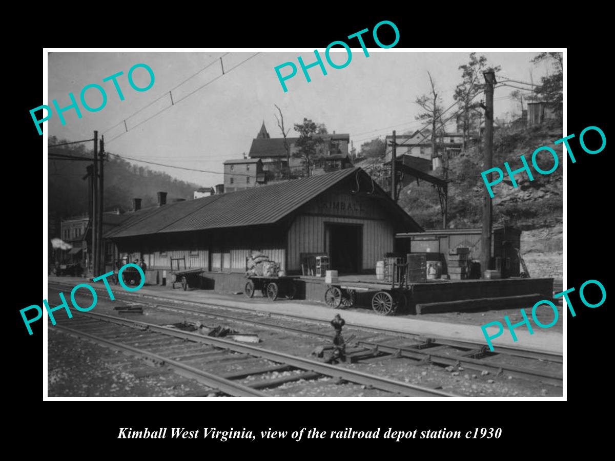 OLD LARGE HISTORIC PHOTO OF KIMBALL WEST VIRGINIA, THE RAILROAD STATION c1930