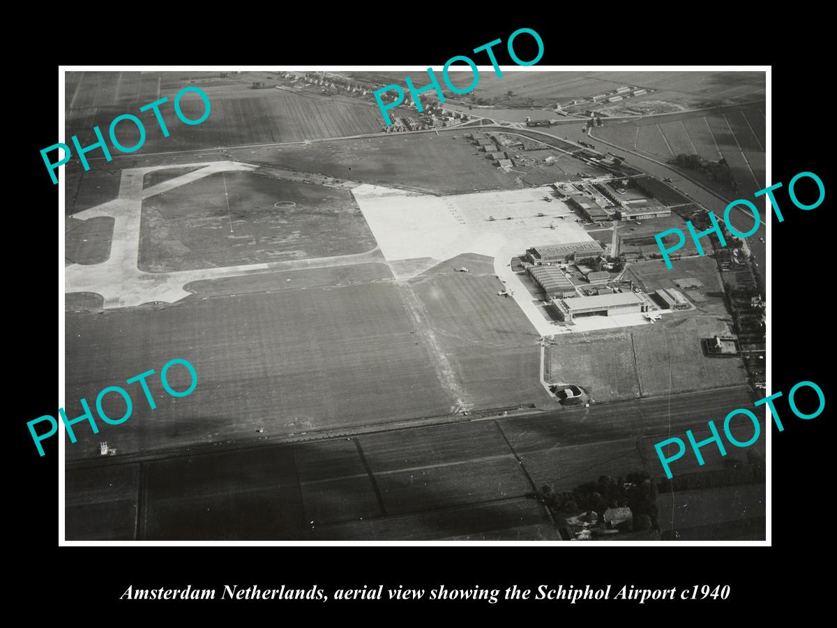 OLD LARGE HISTORIC PHOTO AMSTERDAM NETHERLANDS HOLLAND, SCHIPHOL AIRPORT c1940 2