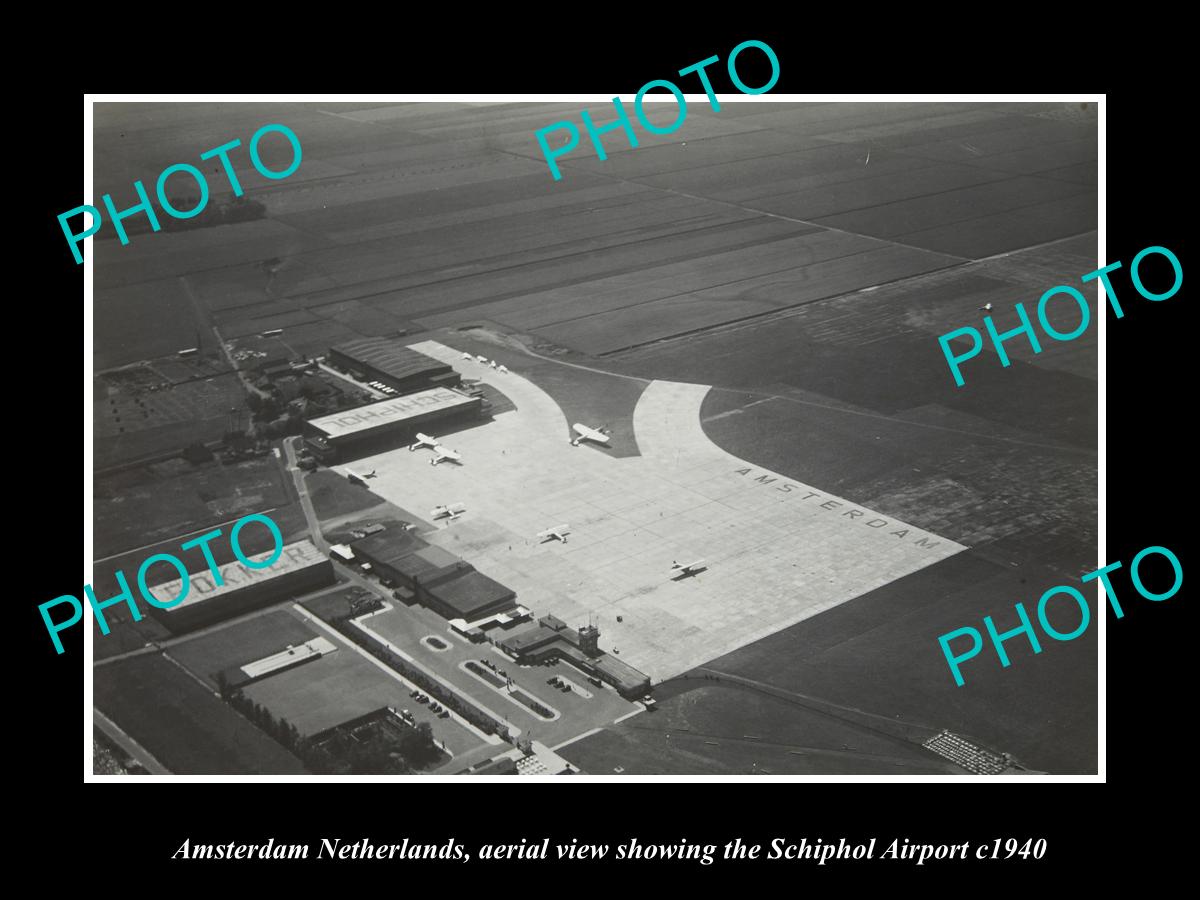 OLD LARGE HISTORIC PHOTO AMSTERDAM NETHERLANDS HOLLAND, SCHIPHOL AIRPORT c1940 3