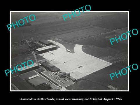 OLD LARGE HISTORIC PHOTO AMSTERDAM NETHERLANDS HOLLAND, SCHIPHOL AIRPORT c1940 3