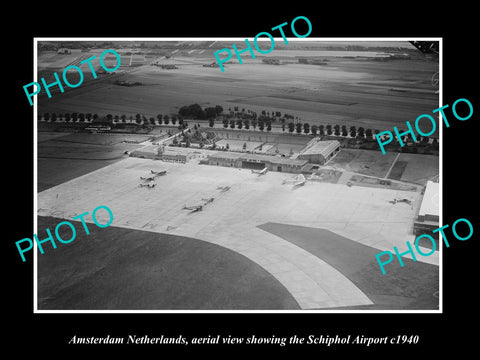 OLD LARGE HISTORIC PHOTO AMSTERDAM NETHERLANDS HOLLAND, SCHIPHOL AIRPORT c1940 4