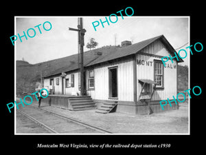 OLD LARGE HISTORIC PHOTO OF MONTCALM WEST VIRGINIA, THE RAILROAD STATION c1930