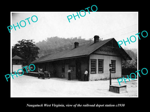 OLD LARGE HISTORIC PHOTO OF NAUGATUCK WEST VIRGINIA, THE RAILROAD STATION c1930