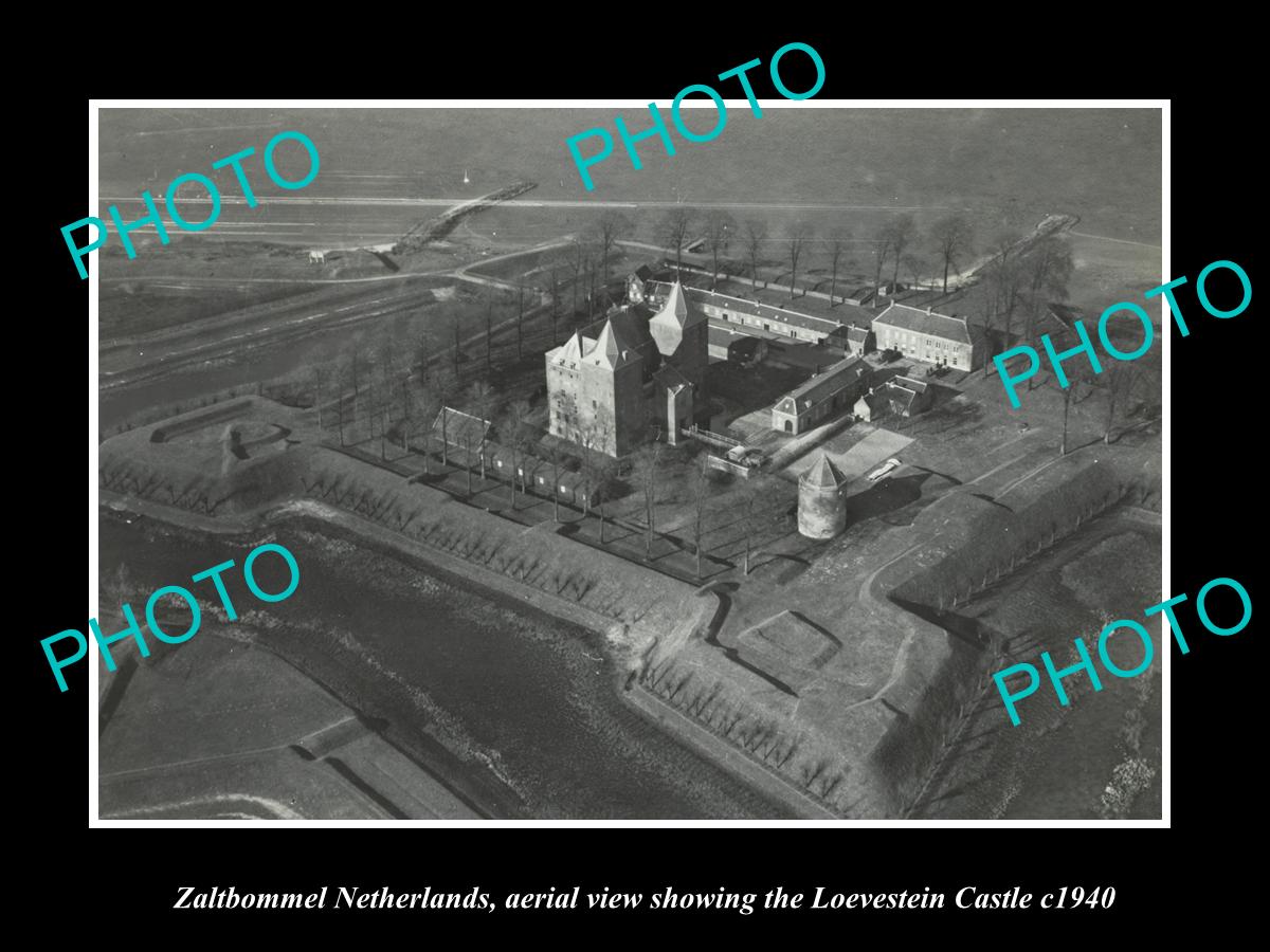 OLD LARGE HISTORIC PHOTO ZALTBOMMEL NETHERLANDS, THE LOEVESTEIN CASTLE c1940