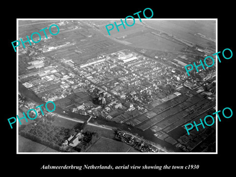 OLD LARGE HISTORIC PHOTO AALSMEERDERBRUG NETHERLANDS, TOWN AERIAL VIEW c1930