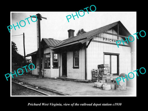 OLD LARGE HISTORIC PHOTO OF PRICHARD WEST VIRGINIA, THE RAILROAD STATION c1930