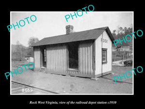 OLD LARGE HISTORIC PHOTO OF ROCK WEST VIRGINIA, THE RAILROAD STATION c1930