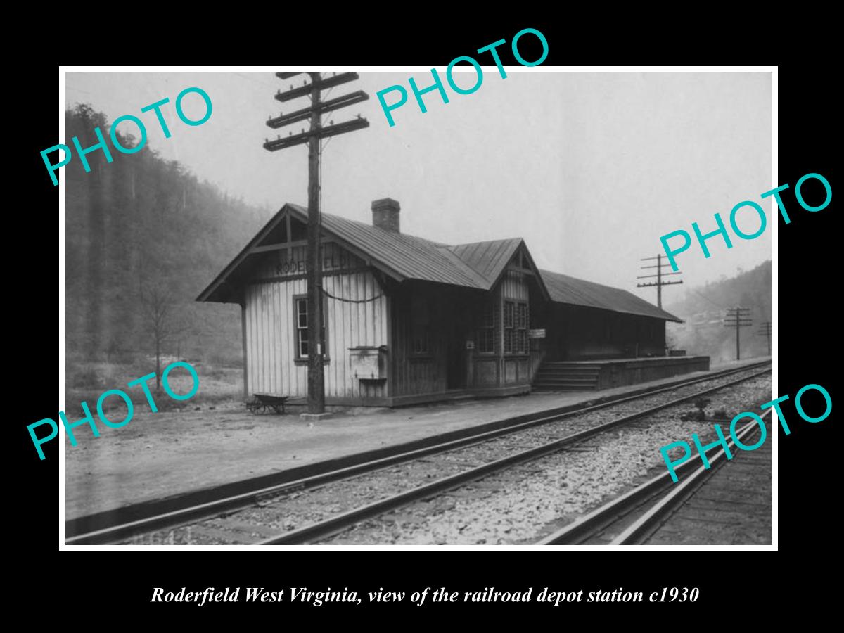 OLD LARGE HISTORIC PHOTO OF RODERFIELD WEST VIRGINIA, THE RAILROAD STATION c1930