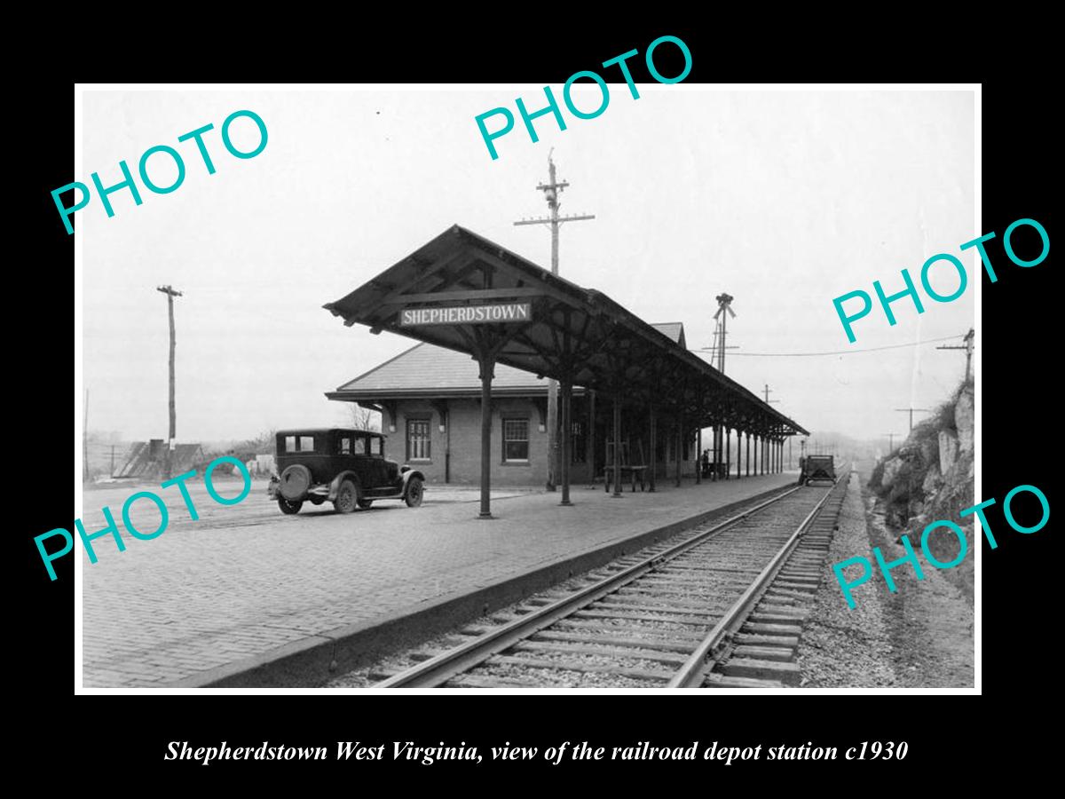 OLD LARGE HISTORIC PHOTO OF SHEPHERDSTOWN WEST VIRGINIA, RAILROAD STATION c1930