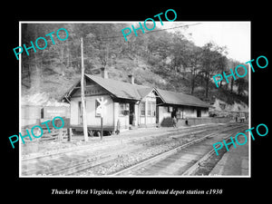 OLD LARGE HISTORIC PHOTO OF THACKER WEST VIRGINIA, THE RAILROAD STATION c1930