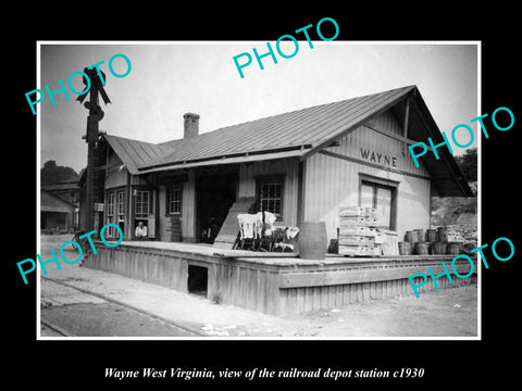 OLD LARGE HISTORIC PHOTO OF WAYNE WEST VIRGINIA, THE RAILROAD STATION c1930