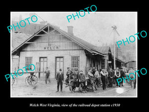 OLD LARGE HISTORIC PHOTO OF WELCH WEST VIRGINIA, THE RAILROAD STATION c1930