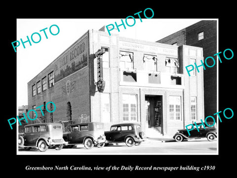 OLD LARGE HISTORIC PHOTO GREENSBORO NORTH CAROLINA, DAILY RECORD NEWSPAPER c1930