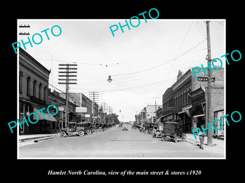 OLD LARGE HISTORIC PHOTO HAMLET NORTH CAROLINA, THE MAIN STREET & STORES c1920