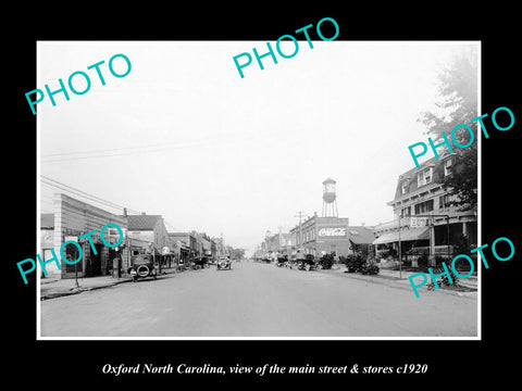 OLD LARGE HISTORIC PHOTO OXFORD NORTH CAROLINA, THE MAIN ST & STORES c1920