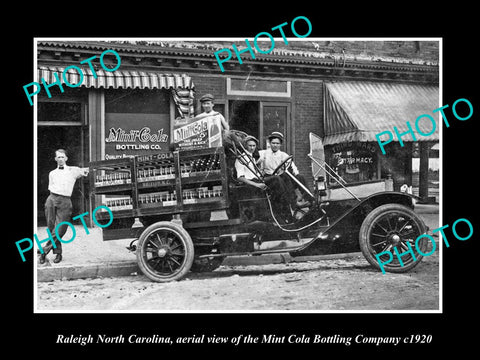 OLD LARGE HISTORIC PHOTO RALEIGH NORTH CAROLINA, THE MINT COLA BOTTLING Co c1920