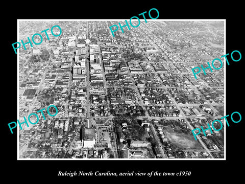 OLD LARGE HISTORIC PHOTO RALEIGH NORTH CAROLINA, AERIAL VIEW OF TOWN c1950 1