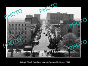 OLD LARGE HISTORIC PHOTO RALEIGH NORTH CAROLINA, VIEW OF FAYETTEVILLE ST c1940