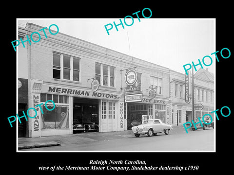 OLD LARGE HISTORIC PHOTO RALEIGH NORTH CAROLINA, THE STUDEBAKER DEALERSHIP c1950