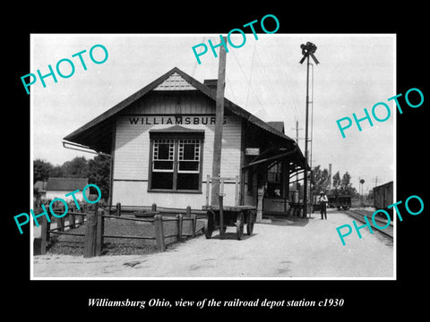 OLD LARGE HISTORIC PHOTO OF WILLIAMSBURG OHIO, THE RAILROAD DEPOT STATION c1930