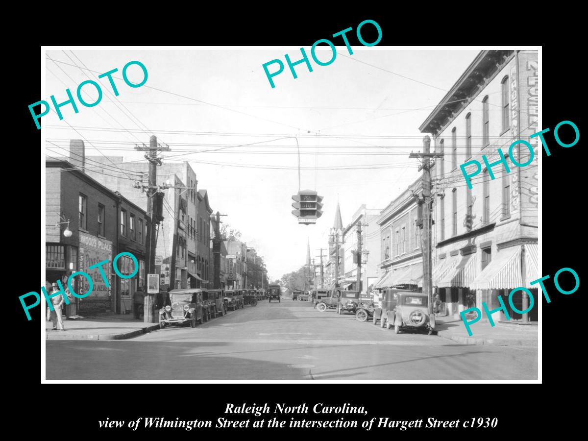 OLD LARGE HISTORIC PHOTO RALEIGH NORTH CAROLINA, VIEW OF WILMINGTON ST c1930