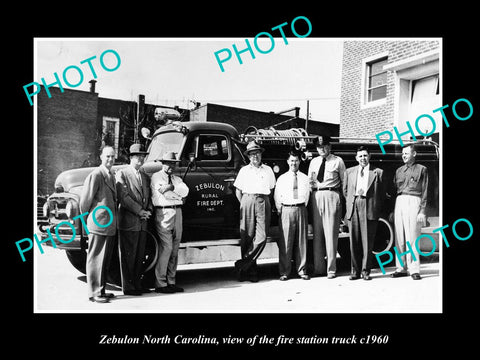 OLD LARGE HISTORIC PHOTO ZEBULON NORTH CAROLINA, THE FIRST STATION TRUCK c1960