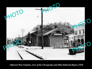 OLD LARGE HISTORIC PHOTO OF ALDERSON WEST VIRGINIA, THE RAILROAD STATION c1920