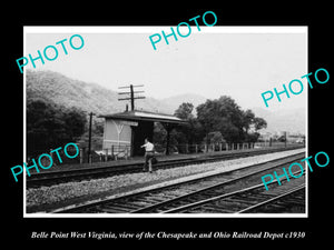 OLD LARGE HISTORIC PHOTO OF BELLE POINT WEST VIRGINIA, THE RAILROAD STATION 1930