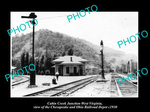 OLD LARGE HISTORIC PHOTO OF CABIN CREEK WEST VIRGINIA, THE RAILROAD STATION 1930