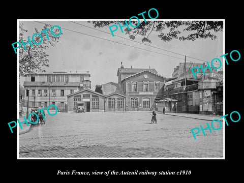 OLD LARGE HISTORIC PHOTO PARIS FRANCE, VIEW OF AUTEUIL RAILWAY STATION c1910
