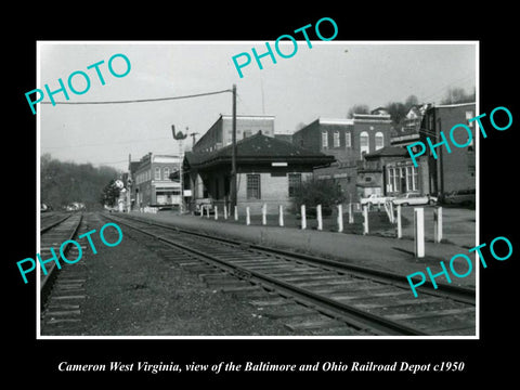 OLD LARGE HISTORIC PHOTO OF CAMERON WEST VIRGINIA, THE RAILROAD STATION c1950