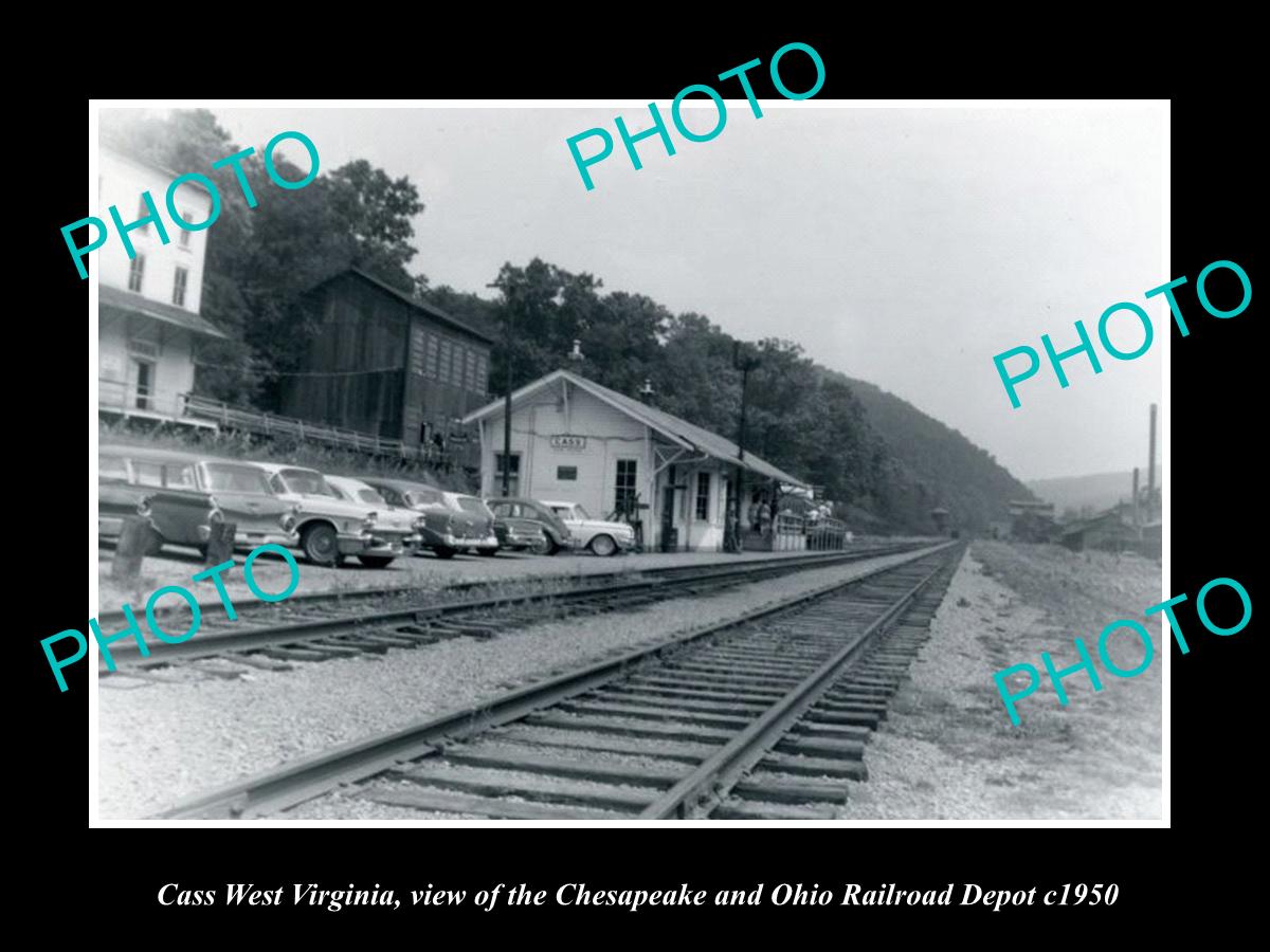 OLD LARGE HISTORIC PHOTO OF CASS WEST VIRGINIA, THE RAILROAD STATION c1950