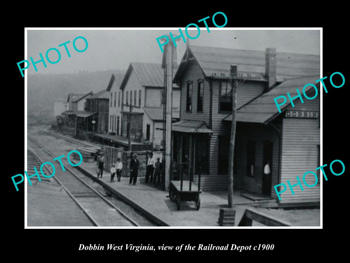 OLD LARGE HISTORIC PHOTO OF DOBBIN WEST VIRGINIA, THE RAILROAD STATION c1900