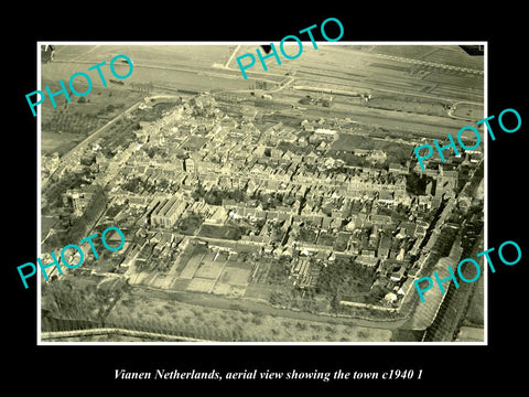 OLD LARGE HISTORIC PHOTO VIANEN NETHERLANDS HOLLAND, TOWN AERIAL c1940 2