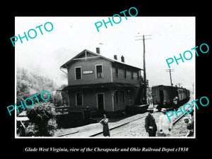 OLD LARGE HISTORIC PHOTO OF GLADE WEST VIRGINIA, THE RAILROAD STATION c1930