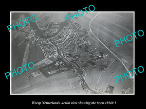 OLD LARGE HISTORIC PHOTO WEESP NETHERLANDS HOLLAND, TOWN AERIAL c1940 2