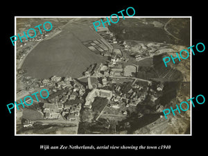 OLD LARGE HISTORIC PHOTO WIJK AAN ZEE NETHERLANDS HOLLAND, TOWN AERIAL c1940