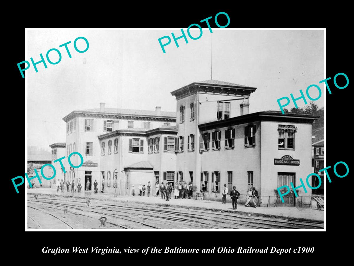 OLD LARGE HISTORIC PHOTO OF GRAFTON WEST VIRGINIA, THE RAILROAD STATION c1900