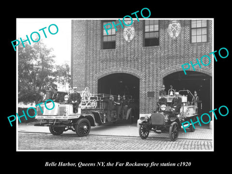 OLD LARGE HISTORIC PHOTO BELLE HARBOR QUEENS NEW YORK, THE FIRE STATION c1920 1