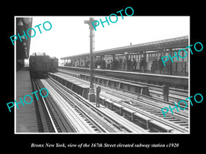 OLD LARGE HISTORIC PHOTO BRONX NEW YORK, THE 167th ST RAILROAD STATION c1920