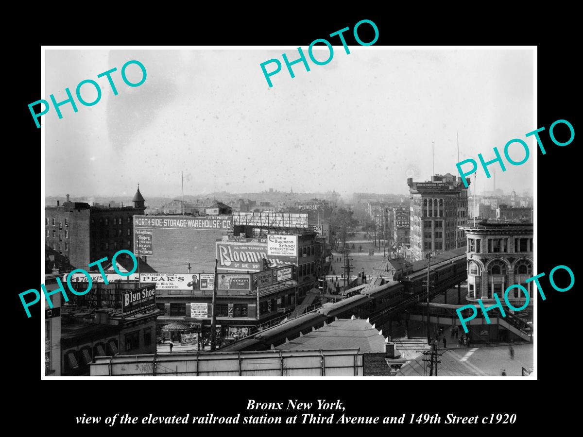 OLD LARGE HISTORIC PHOTO BRONX NEW YORK, THE 149th ST RAILROAD STATION c1920