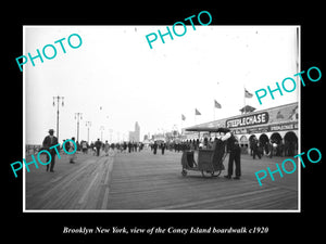 OLD LARGE HISTORIC PHOTO BROOKLYN NEW YORK, THE CONEY ISLAND BOARDWALK c1920