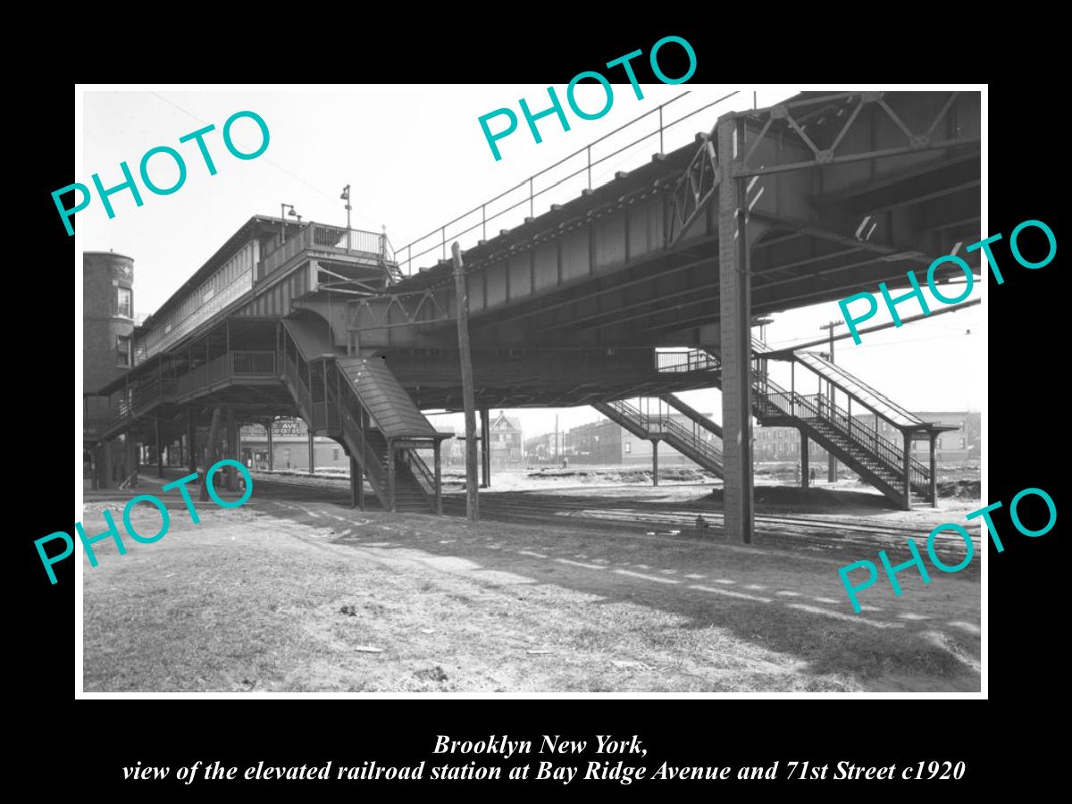 OLD LARGE HISTORIC PHOTO BROOKLYN NEW YORK, THE BAY RIDGE RAILROAD STATION c1920