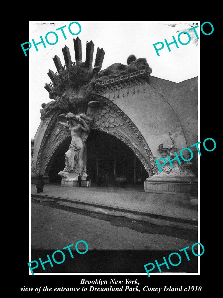 OLD LARGE HISTORIC PHOTO BROOKLYN NEW YORK, THE CONEY ISLAND DREAMLAND c1910