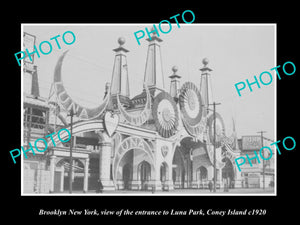 OLD LARGE HISTORIC PHOTO BROOKLYN NEW YORK, CONEY ISLAND LUNA PARK ENTRANCE 1920