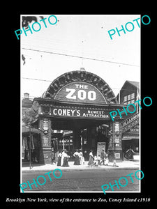 OLD LARGE HISTORIC PHOTO BROOKLYN NEW YORK, THE CONEY ISLAND ZOO c1910