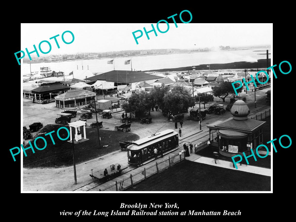 OLD LARGE HISTORIC PHOTO BROOKLYN NEW YORK, MANHATTAN BEACH RAILROAD c1910