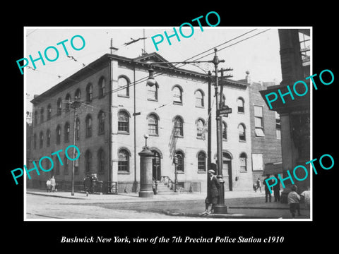 OLD LARGE HISTORIC PHOTO BUSHWICK NEW YORK, THE 7th PRECINCT POLICE STATION 1910