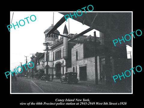 OLD LARGE HISTORIC PHOTO BROOKLYN NEW YORK CONEY ISLAND 60th POLICE STATION 1920